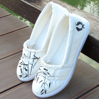 Ideamini手绘帆布鞋女礼品小白鞋套脚浅口低帮软底舒适清新文艺中国风促销休闲鞋
