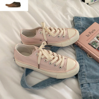 Ideamini 樱花粉低帮帆布鞋女韩版ulzzang学生百搭低帮板鞋潮休闲鞋