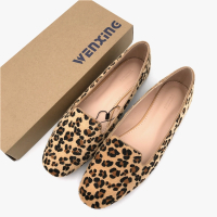 Ideamini马毛单鞋女黑色平底鞋2019秋款潮鞋秋季百搭豹纹秋鞋女鞋子豆豆鞋休闲鞋