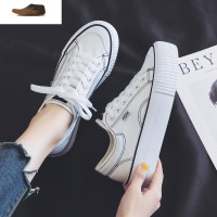 Ideamini2021春季新款低帮韩版百搭小白鞋女学生厚底帆布鞋女松糕跟板鞋子休闲鞋