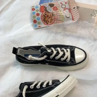 Ideamini2021新款半拖小白鞋女无后跟一脚蹬懒人帆布鞋百搭踩脚板鞋潮鞋子休闲鞋