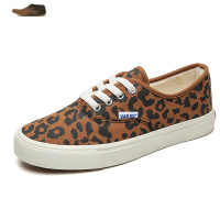 Ideamini2020秋季新款豹纹帆布鞋女学生韩版原宿风街拍港风平底板鞋ins潮休闲鞋