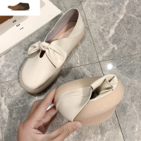 Ideamini女鞋胖脚宽肥2020春季新款浅口一脚蹬平底蝴蝶结软底孕妇两穿单鞋休闲鞋