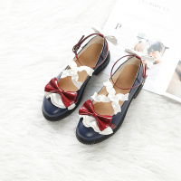 Ideamini白雪姬 lolita皮鞋蓝白红配色洛丽塔软妹学生鞋op圆头jsk蝴蝶结休闲鞋