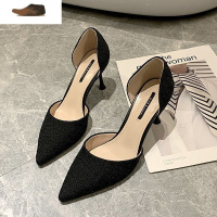 Ideamini小清新高跟鞋2021新款夏季百搭网红牛油果绿色细跟中空单鞋女鞋子休闲鞋