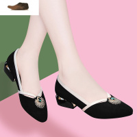 Ideamini软皮玛丽珍淑女凉皮鞋皮中跟2021春夏平粗跟瓢鞋妈妈配裙子凉鞋休闲鞋