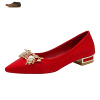 Ideamini婚鞋2021年新款结婚红色平底秀禾鞋大码中式婚纱孕妇低跟新娘鞋女休闲鞋