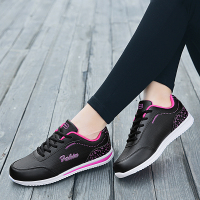 Ideamini平底单波鞋春秋季新款中年妈妈鞋旅游休闲鞋女式皮面防滑运动鞋休闲鞋