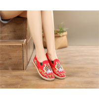 Ideamini2021古笙记米色花旦穆桂英帆布鞋单鞋亚麻棉麻森系汉服古风女鞋休闲鞋