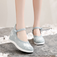 Ideamini新款老北京布鞋女古装汉服古风内增高跟民族风舞蹈厚底坡跟绣花鞋休闲鞋