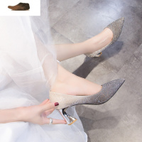 Ideamini主婚纱婚鞋2021年新款结婚鞋子新娘鞋香槟色高跟伴娘鞋粗跟单鞋女休闲鞋