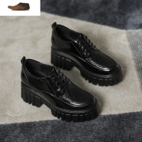 Ideamini小皮鞋女英伦鞋子女2021年新款春季百搭皮厚底松糕鞋内增高女鞋休闲鞋