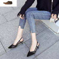 Ideamini法式一字带扣低跟包头凉鞋女3厘米小跟鞋仙女风细跟高跟鞋矮跟3cm休闲鞋