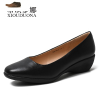 Ideamini久站工作鞋女软底舒适皮鞋职业上班空姐皮软皮黑色工装鞋女通勤休闲鞋