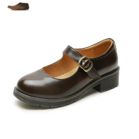 Ideamini粗跟赫本风玛丽珍鞋女鞋复古小皮鞋制服鞋圆头单鞋日系jk鞋子厚底休闲鞋