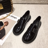 Ideamini英伦风小皮鞋女软皮平底单鞋2021年新款早春秋季复古配裙子一脚蹬休闲鞋