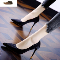 Ideamini名媛风尖头显瘦亮片晚礼服单鞋女2021初春新款气质细跟宴会高跟鞋休闲鞋