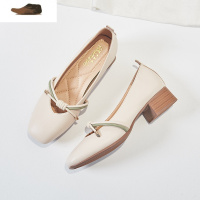 Ideamini2021年春季新款春鞋中粗跟淑女晚晚风温柔女鞋子春天玛丽珍奶奶鞋休闲鞋