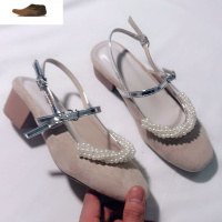 Ideamini凉鞋女仙女风晚晚鞋高跟鞋中跟玛丽珍复古珍珠粗跟女鞋法式单鞋女休闲鞋