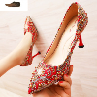 Ideamini秀禾服婚鞋女2021年新款结婚鞋子红色高跟鞋红鞋新娘鞋细跟红秀禾休闲鞋