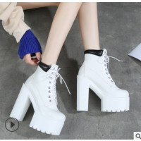 Ideamini酒吧ds演出鞋粗跟防水台高跟单鞋嘻哈gogo领舞鞋女性感夜场dj歌手休闲鞋