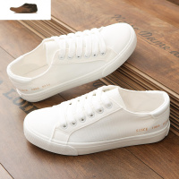 Ideamini经典百搭小白帆布鞋女韩版潮学生平底板鞋单鞋休闲低帮女球鞋休闲鞋