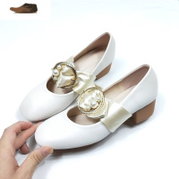 Ideamini高跟鞋女单鞋2021年新款春季中跟赫本风温柔鞋仙女鞋玛丽珍鞋粗跟休闲鞋