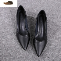 Ideamini皮单鞋女平底2021年新款软皮空姐面试上班工作鞋女黑色职业气质休闲鞋