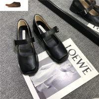 Ideamini韩版2020秋款英伦小皮鞋女复古方头浅口玛丽珍一字扣带单鞋女粗跟休闲鞋