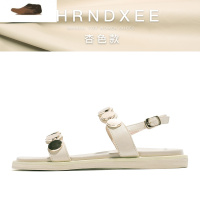 Ideamini凉鞋女平底鞋2021夏季ins潮学生亮片温柔仙女风百搭一字带罗马鞋休闲鞋