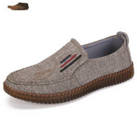 Ideamini老北京布鞋春秋中老年男士透气亚麻面牛筋底休闲宽松爸爸老人单47休闲鞋