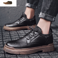 Ideamini低帮马丁靴男春季2021新款韩版潮流工装潮鞋英伦风百搭小皮鞋皮靴休闲鞋