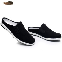Ideamini夏季老北京布鞋男士平底拖鞋懒人一脚蹬透气防滑半包跟轻便软底鞋休闲鞋