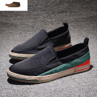 Ideamini帆布鞋男春秋一脚蹬懒人休闲鞋潮流百搭老北京布鞋夏天透气乐福鞋休闲鞋