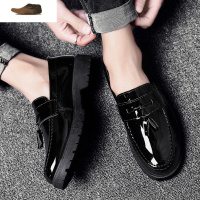 Ideamini春季韩版潮流百搭豆豆板鞋男士社会休闲英伦个性一脚蹬马丁皮鞋子休闲鞋