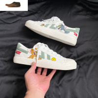 Ideamini猫和老鼠帆布鞋男日系卡通动漫涂鸦低帮板鞋男鞋子潮鞋小白鞋男休闲鞋