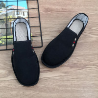 Ideamini台州西山布鞋老北京全黑耐脏百搭防滑工作鞋一脚蹬懒人养生豆豆鞋休闲鞋