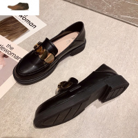 Ideamini大码网红女鞋41一43脚宽胖妹妹春季2021新款百搭粗跟单鞋小皮鞋40休闲鞋