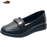 Ideamini妈妈鞋春秋款皮软底女士单鞋平底舒适老人鞋防滑中老年透气皮鞋休闲鞋