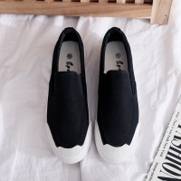 Ideamini新款黑工作鞋低帮一脚蹬帆布鞋男老北京布鞋透气单鞋百搭休闲男鞋休闲鞋