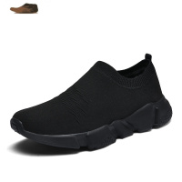 Ideamini私姿老北京布鞋女全黑色上班工作鞋软底舒适一脚蹬大码弹力袜子鞋休闲鞋