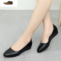 Ideamini春季妈妈鞋单鞋皮软底舒适女式中老年人皮鞋女平底老人女士中年休闲鞋