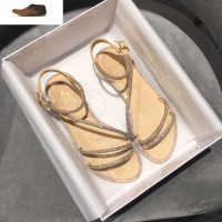 Ideamini凉鞋女2021年夏季新款仙女风平底百搭ins潮网红带钻水钻时装罗马休闲鞋