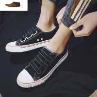 Ideamini春季魔术贴帆布鞋男学生不系带板鞋韩版潮流百搭布鞋低帮休闲潮鞋休闲鞋