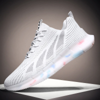 Ideamini男鞋夏季透气青少年飞织单网运动高中学生网面跑步小白爆米花潮鞋休闲鞋