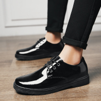 Ideamini皮鞋男韩版春季圆头休闲鞋青少年英伦黑色小皮鞋商务鞋子男生潮鞋休闲鞋