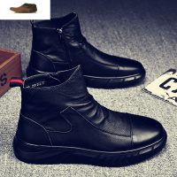 Ideamini2021春季新款防水鞋男防滑休闲皮鞋纯黑厨师工作潮鞋登山劳保男鞋休闲鞋