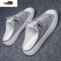 Ideamini春季透气帆布男鞋百搭一脚蹬懒人半拖无后跟2021新款布鞋潮鞋夏季休闲鞋