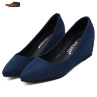 Ideamini坡跟单鞋女2021新款欧美浅口尖头秋季坡跟松糕跟工作女鞋中跟单鞋休闲鞋