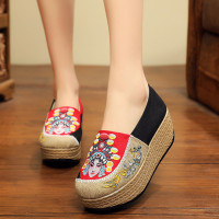 Ideamini中国风老北京布鞋女民族风绣花鞋京剧脸谱厚底增高复古松糕底单鞋休闲鞋
